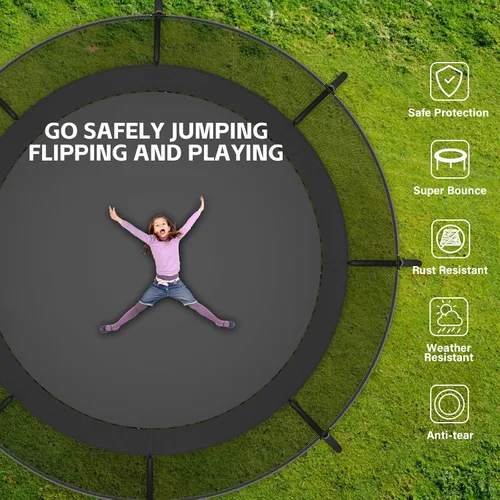 Vista 6 de Zevemomo Trampolín para niños y adultos, trampolín recreativo para niños de 14 pies con red de seguridad y escalera, trampolines recreativos al aire