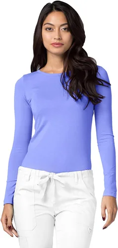 Vista 2 de Adar - Camiseta básica de manga larga para mujer, ideal para usar debajo de ropa quirúrgica, paquete de 3