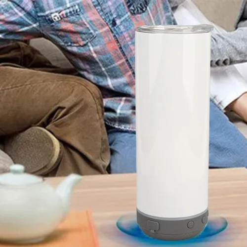 Vista 4 de Vaso de sublimación de 20 onzas, tazas aisladas de acero inoxidable 304, termos de doble pared al vacío desmontable con altavoz y luces LED, vaso
