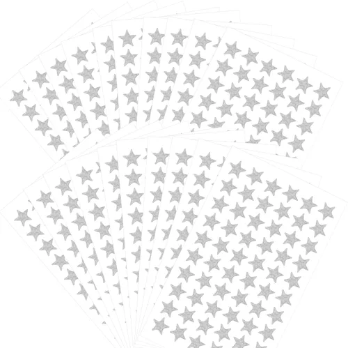 Vista 13 de 1080 UNIDADES de calcomanías de estrella doradas, calcomanías de estrella pequeñas, 20 hojas de calcomanías de estrella metálicas de aluminio