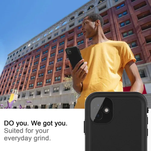 Vista 7 de funda impermeable para IPhone de 6.1 con protector de pantalla sub-acuático a prueba de golpes, cuerpo completo a prueba de polvo, funda resistente