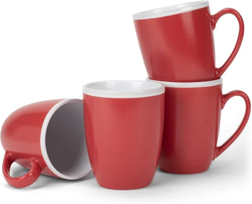 Vista 11 de Elanze Designs Juego de 4 tazas de cerámica mate de 16 onzas con interior blanco y negro