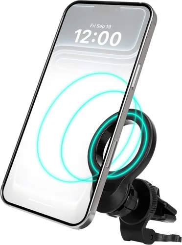 Vista 5 de iHome Soporte para automóvil con clip de ventilación de aire, rotación de 360°, ajuste seguro, agarre ajustable (ventilación de aire)