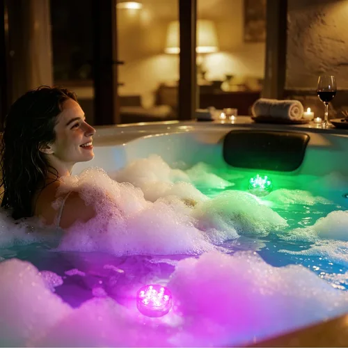 Vista 2 de Qoolife - Luz sumergible para piscina, luz de disco impermeable IP68