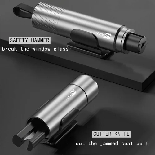 Vista 3 de 2 Pack de martillo de seguridad y cortador de asiento 2 en 1 para ventana de coche Mini herramienta de escape de emergencia con martillo