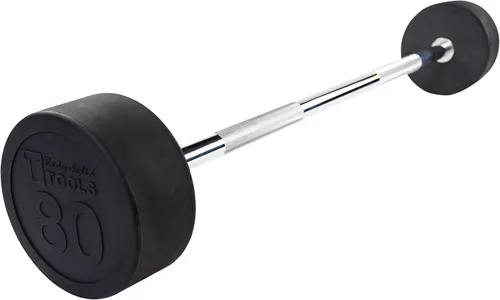 Vista 2 de Body-Solid Pesas Fijas Rectas con Revestimiento de Goma - Barra con Peso para Ejercicios de Levantamiento de Pesas, Culturismo, Entrenamiento