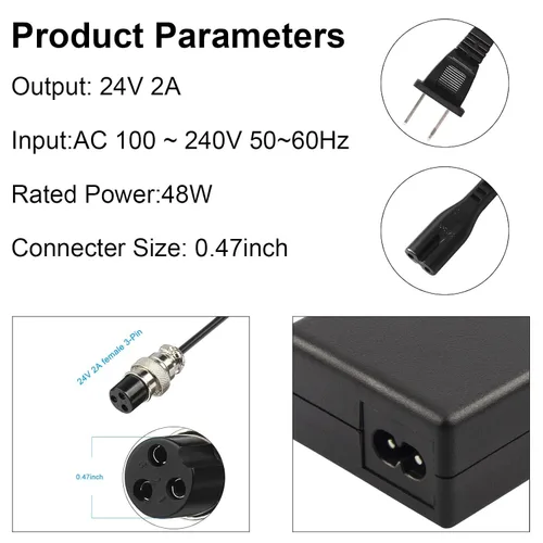 Vista 6 de TREE.NB Cargador de batería eléctrico de 24 V 2A para Mini Chopper Sunl City Express Razor CC2420 E100 E125 E150 E175 E200 E225S E300 E325S E500