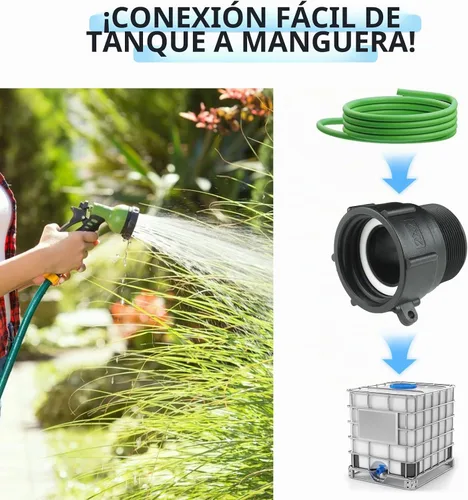 Vista 7 de IBC - Adaptador de accesorios de bolsa de 2 pulgadas, rosca gruesa de contrafuerte hembra x 2 pulgadas, rosca macho NPT para tubería, conector