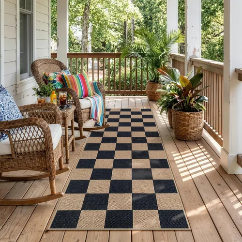Vista 19 de Lahome Alfombra de yute a cuadros fácil 2'x3', alfombra pequeña para entrada, antideslizante, alfombra para la puerta delantera de la cocina