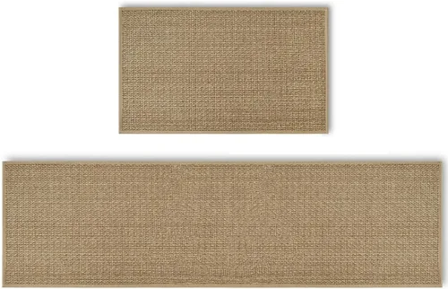 Vista 14 de Artoid Mode Juego de 2 alfombras y tapetes de cocina lavables, de goma antideslizante, absorbentes, para el frente del fregadero, 17 x 29 y 17 x 47