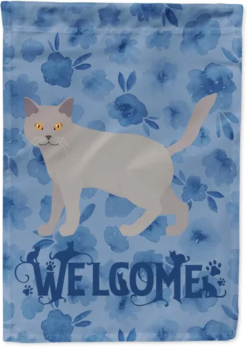 Vista 273 de Caroline's Treasures CK4813CHF - Bandera de bienvenida con gato abisinio azul, manga grande, para porche, para colgar en la pared, poliéster