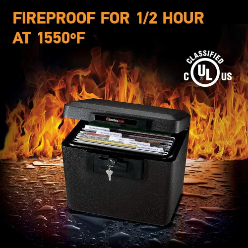Vista 6 de SentrySafe Caja ignífuga 1200 con cerradura de llave, 0.18 pies cúbicos, color negro y caja ignífuga 1170 con cerradura de llave de 0.61 pies