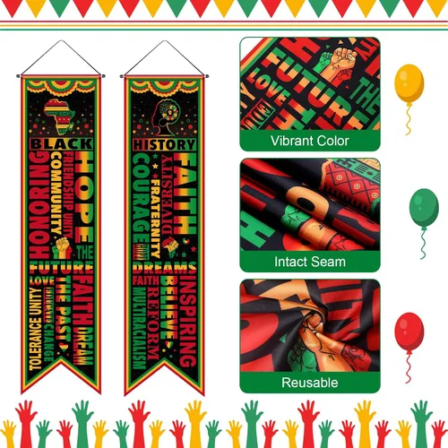 Vista 3 de Blulu 2 pancartas negras para puerta del mes de la historia, decoraciones para el aula, letrero de porche afroamericano, cartel inspirador