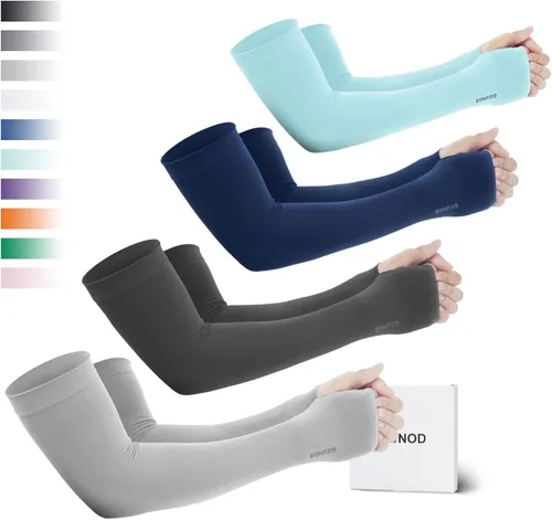 Vista 11 de GOUNOD Mangas de enfriamiento con protección solar para los brazos con orificios para el pulgar, jardinería, deportes al aire libre, entrenamiento