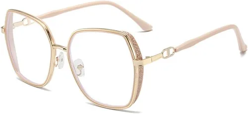 Vista 15 de Gafas grandes con bloqueo de luz azul para mujeres y hombres, elegantes lentes de metal Retr Anti-UV Antifatiga Anti-Blue Eye Glasses
