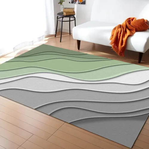 Vista 24 de Alfombra abstracta rosa y gris de San Valentín de 2 x 3 pies, alfombra estética geométrica moderna, antideslizante, rectangular, lavable
