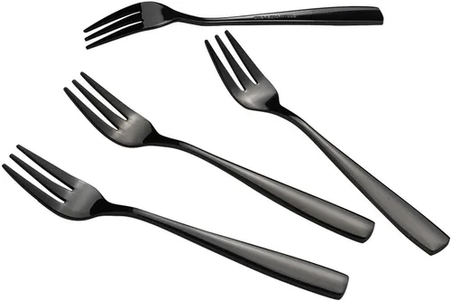 Vista 7 de Teyyvn Tenedor de postre de 16 piezas, tenedor de 3 dientes de acero inoxidable, tenedores para aperitivos, negro Appetizer Forks, 5.98 Inches