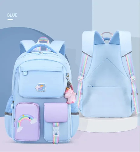 Vista 3 de Mochila de unicornio linda mochila para laptop, bolsas de viaje ligeras y duraderas, Azul Patchwork, S