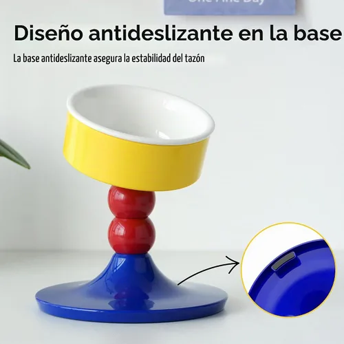 Vista 6 de Cuencos elevados de cerámica para gatos, plato de comida para gatos con soporte, soporte elevado de 3 alturas ajustables para perros pequeños y Rojo