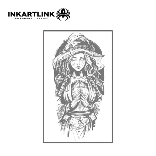 Vista 4 de INKARTLINK Tattoo Tech, 2 hojas de tatuaje semipermanente mediano, tatuajes temporales de diseño artístico para adultos, dura 1-2 semanas