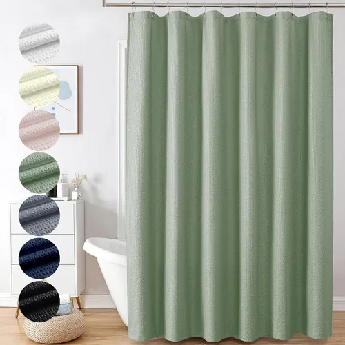 Vista 42 de OVZME Cortina de ducha de tela Berry Stall de 36 x 72 pulgadas, suave y gofre, pequeña cortina de ducha negra para baño con textura para un