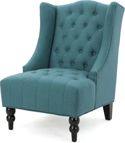 Vista 10 de Sillón decorativo de respaldo alto, forrado de tela, de Clarice, Terciopelo Gris