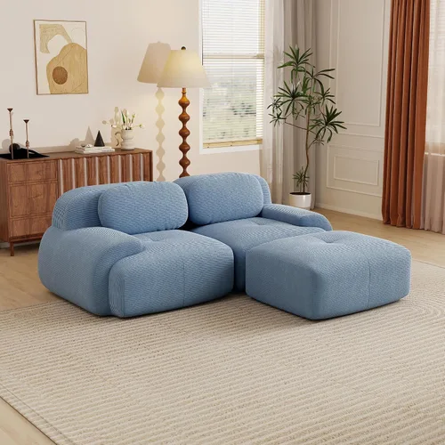 Vista 149 de Sofás seccional modular de 80" sin huesos modernos para sala de estar, juego de sofás comprimidos de 2 plazas con asiento profundo, sin necesidad