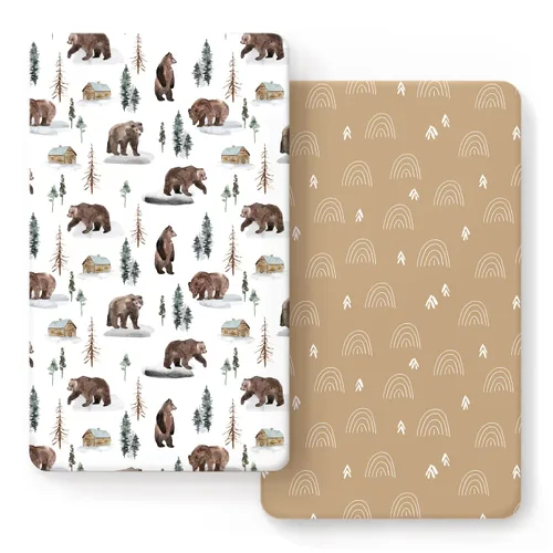 Vista 19 de GRSSDER Juego de 2 sábanas elásticas para cuna para bebé, ultra suaves, universales, se adaptan a la mayoría de las almohadillas de colchón de cuna