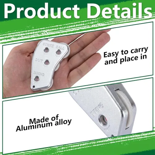 Vista 3 de Watayo Clicker de árbitro de béisbol de rueda, engranaje indicador de árbitro, práctico clicker de contador de béisbol para salidas de grabación