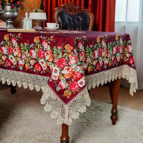 Vista 10 de SUTAVIA Mantel de encaje floral impermeable, rectangular, lavable, para el hogar, vacaciones, Acción de Gracias, Navidad, fiesta, comedor