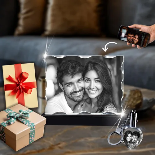 Vista 14 de CAPTUR3D Foto de cristal de alta calidad con base de luz LED, regalos conmemorativos personalizados para mamá, papá, esposa, hombres, seres