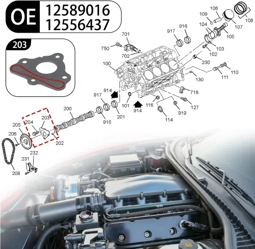 Vista 5 de Kit de pernos de junta de placa de retención para árbol de levas compatible con GM LS1 LS2 LS3 4.8 5.3L 6.0L 6.2L Vortec Corvette Cam