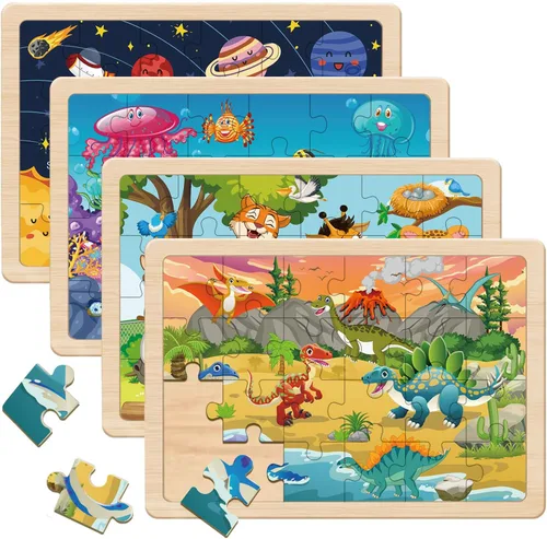 Vista 10 de Rompecabezas para niños de 3 a 5 años, juego de 4 paquetes con 24 piezas Mashup de animales