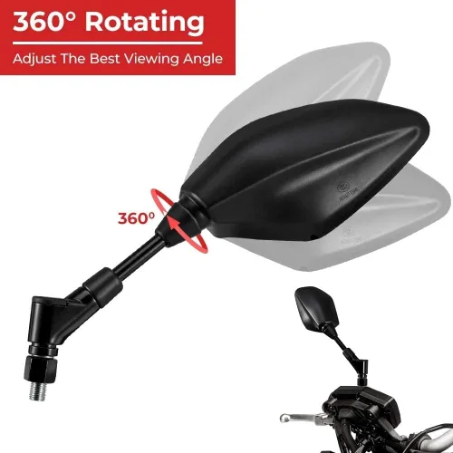 Vista 7 de Universial - Espejo retrovisor lateral para motocicleta, 360 grados, ajustable, plástico ABS, retrovisor, 0.394 in, 0.315 in, para Yamaha FZ25 FZ 25