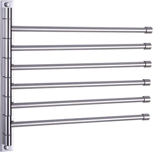 Vista 10 de GERZWY - Toallero de baño con brazo giratorio montado en la pared, con 6 brazos, organizador para toallas, acero inoxidable SUS 304, acabado negro