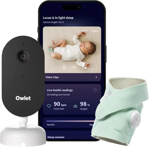 Vista 13 de Owlet Dream Duo (Gen 3) Smart Baby Monitor All-in-One Bundle - 2K HD Video Baby Monitor with Alerts & Owlet Dream Sock Tracks Baby’s Oxygen, Heart