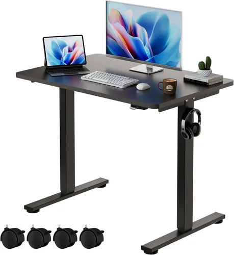 Vista 10 de Okin Escritorio Eléctrico de Pie de 31.5x19.7 Pulgadas Escritorio Pequeño para Computadora - Escritorio de Pie de Pieza Completa con Ruedas Gaming
