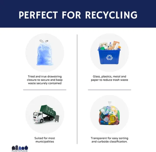 Vista 4 de Plasticplace Bolsas de basura de ajuste personalizado, compatibles con simplehuman Code D (100 unidades) con cordón azul tintado de 5.3 galones / 20