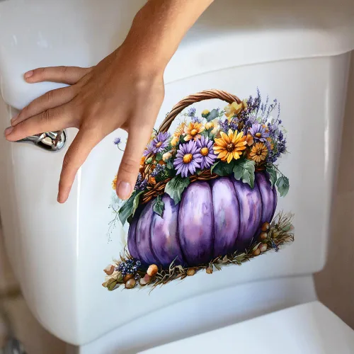 Vista 5 de Calcomanías de calabaza de Halloween autoadhesivas para inodoro, baño, pared, decoración del hogar, extraíble, sin residuos, 2
