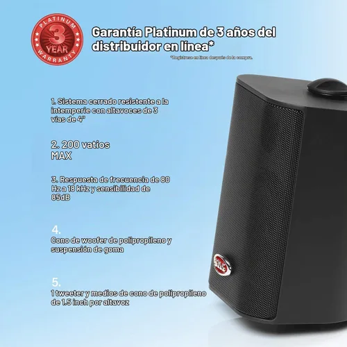 Vista 3 de BOSS Audio Systems MR4.3B - Par de altavoces de barco de 4 pulgadas, 2 vías, rango completo, 180 W