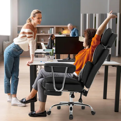 Vista 2 de Silla de oficina ejecutiva para servicio pesado, silla de escritorio grande y alta, sillas ergonómicas de computadora con respaldo alto