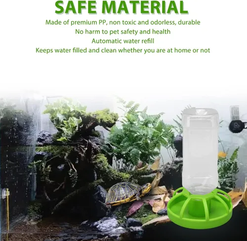 Vista 3 de Asixxsix Comedero de agua para reptiles, dispensador de agua de reptiles de relleno automático extraíble, plato redondo para tortuga, alimentador