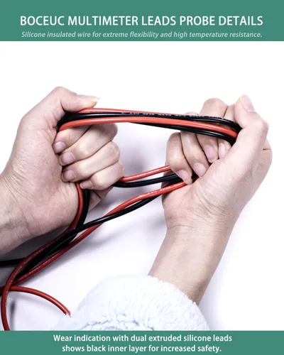 Vista 5 de Cables de prueba eléctricos Cable de silicona suave sonda de prueba multímetro con sondas de multímetro chapadas en oro reemplazables 1000V CATIII
