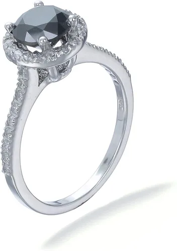 Vista 2 de Vir Jewels 10K White Gold Black Diamond Engagement Ring (1.50 CT)
