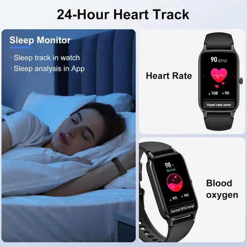 Vista 4 de Reloj inteligente para hombres y mujeres, reloj inteligente de 1.57 pulgadas (respuesta/hacer llamadas), rastreador de actividad física con más