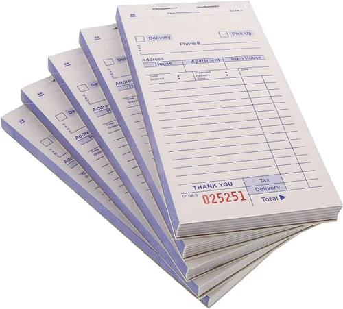 Vista 2 de AmerCareRoyal - Bloc de cheques para invitados, 14 líneas, tres partes sin carbono, 3.4 x 6.69, 50 formas/bloc, 50 almohadillas/caja
