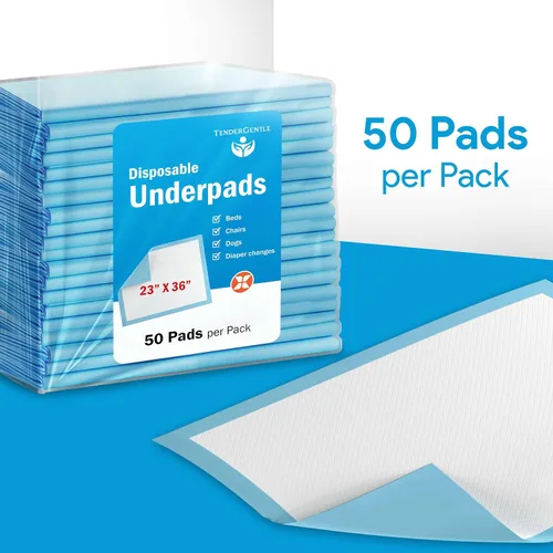 Vista 5 de Almohadillas desechables para incontinencia para adultos, almohadillas desechables de 23 x 36 pulgadas, 50 almohadillas para orina por paquete