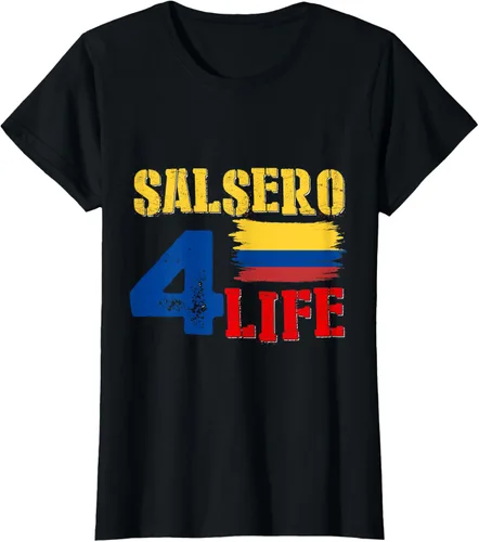 Vista 26 de Salsa Colombiana Gift - Camiseta de música con bandera colombiana Negro