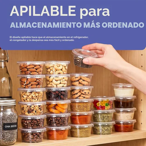 Vista 6 de GUSTO [2 oz.-100] Unidades Vasos de Plástico Desechables Transparentes para Porciones con Tapas - Vasos de Soufflé, Vasos para Shots de Gelatina