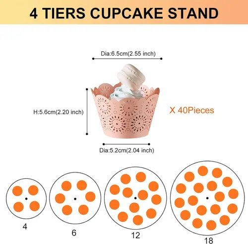 Vista 2 de Boxalls Soporte para cupcakes, soporte redondo de 4 niveles para cupcakes, torre transparente de pastelería de postres para bodas, cumpleaños